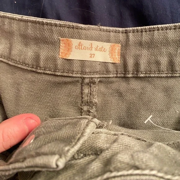 Altar’d State Echo Front Patch Pocket Bootcut Flare Jeans in Green Gray - Picture 4 of 8